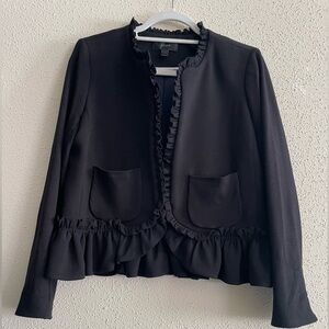 J Crew Women’s Size 10 Black Going Out Blazer with Ruffles